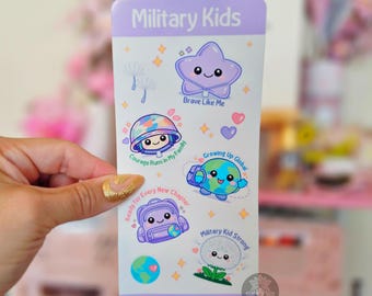 Military Kids Sticker Sheet: Purple Up, Resilience, Dandelion, Military Life