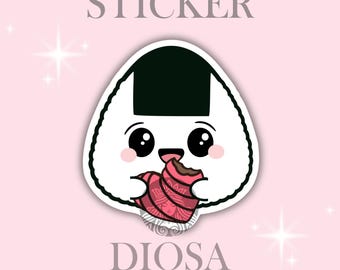 Onigiri holding Concha Sticker: Mexican Pan Dulce, Japanese, Rice Ball, Foodie