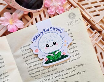 Military Kid Dandelion Magnet Bookmark: Purple Up, Military Life, Booklover, Brave