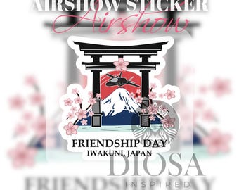 Friendship Day Airshow 2024 Sticker: Iwakuni, Japan, F-35, Torii Gate, Mount Fuji, Cherry Blossoms, Sakura
