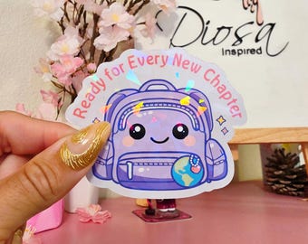 Holographic Military Kid Backpack Sticker: Resilience, Brave, Courage, Military Child, Travel, Purple