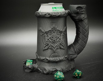 Wolf Crest Can Cozy and Dice Tower Combined! For Dungeons and Dragons, DnD, RPG, Pathfinder.