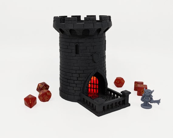 Rpg Dice Tray Dice Roller Castle Dnd Stone Color 3d Print 5 Dice Tower Dungeons Dragons Games