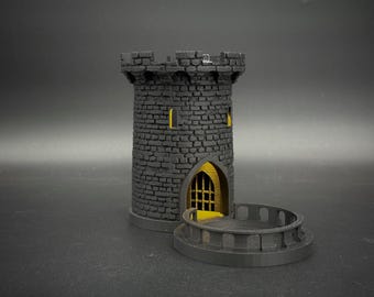 Lighted Dice Tower with Interchangeable Tray/Stairs, RPG DnD, 5 Inch Tall