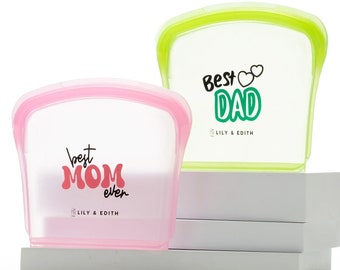 Silicone Reusable Sandwich Bag 2-Pack | Mom Dad