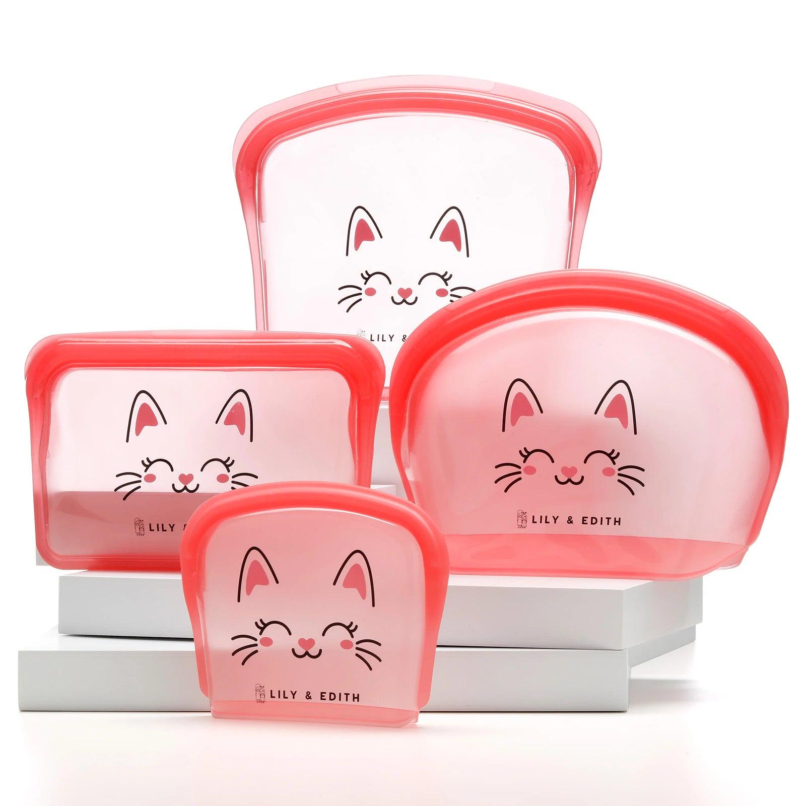 Silicone Reusable Bag Starter Kit 4-Pack Cat