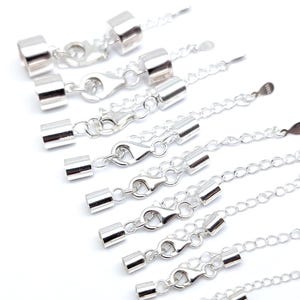 Sterling Silver Adjustable Cord End Cap Set: 2-10mm, Leather Jewelry