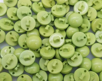 1960's Avocado Green Half Round Pearl Buttons - 7/16" - 11 mm - Size 18L