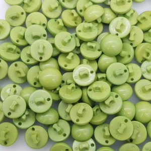 1960&#39;s Avocado Green Half Round Pearl Buttons - 7/16&quot; - 11 mm - Size 18L
