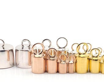 Sterling Silver & Gold Vermeil Cord End Caps: For Leather and Other Cords (2-10mm)