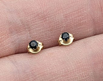 Dainty Sapphire & 14k Gold Stud Earrings