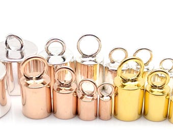 Sterling Silver Cord End Caps: Leather Cord Ends, Rose Gold Vermeil (2-10mm)