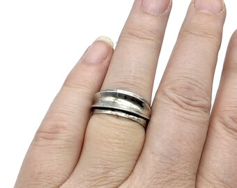 Beau Sterling Silver Modernist Adjustable Oxidized Ring