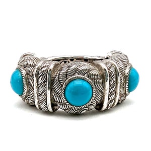 Vintage Judith Ripka Sterling Silver& Turquoise Statement Ring - Size 5