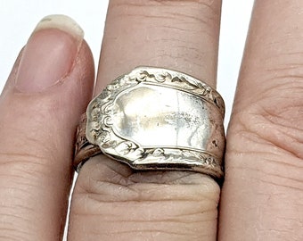 Vintage Sterling Plated Floral Design Spoon Bypass Ring - Size 7