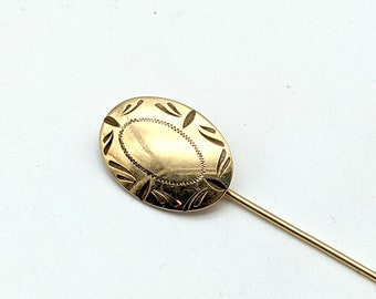 Vintage Gold-Filled Engravable Oval Stick Pin