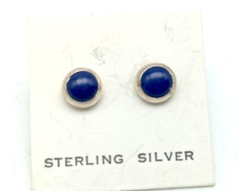 Small Natural Blue Lapis Lazuli & Sterling Silver 6mm Stud Earrings