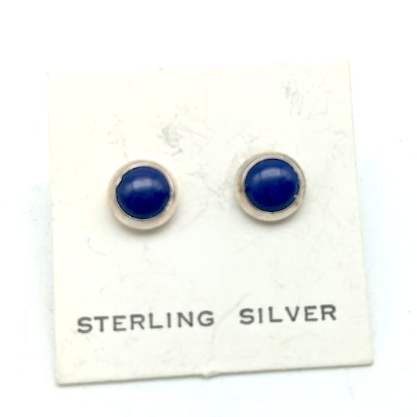 Small Natural Blue Lapis Lazuli & Sterling Silver 6mm Stud Earrings