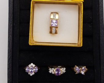 Size 6 New Old Stock 14K Gold Plated & Amethyst CZ Ring - Your Choice