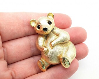 Vintage Gold Plated Bear Brooch Signed Gerry's - 1.75"