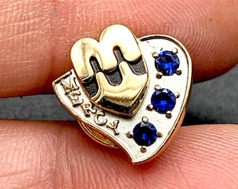 3.25 Gram Solid 14k Gold & Sapphire Service Award Lapel Pin or Tie Tack from Mercy Hospitals