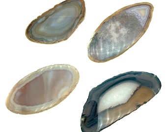 4 Natural Oval Agate Slices - 3"