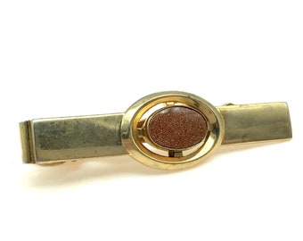 Vintage Goldstone Tie Clip Signed Anson