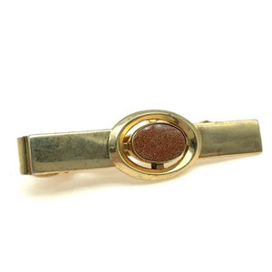 Vintage Goldstone Tie Clip Signed Anson