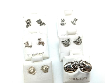 Small  Sterling Silver Dog or Cat Stud Earrings