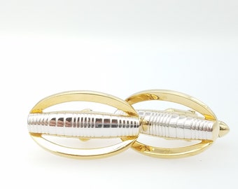 Vintage Swank Gold Silver Tone Oval Cufflinks