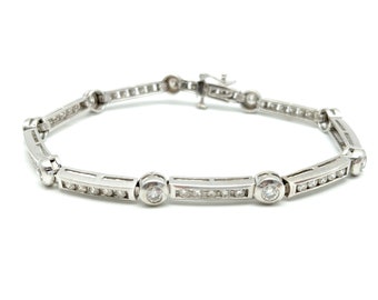 Estate Carat 14k White Gold & Diamond Tennis Bracelet - 7"