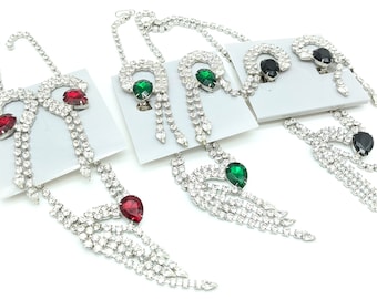 Old Stock Rhinestone Necklace & Clip Earring Set - Choice of Colors
