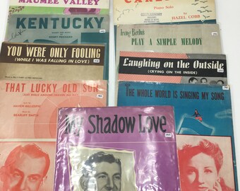 Lot of 9 pieces of 1940's Sheet Music Including Irving Berlin's, Play a Simple Melody