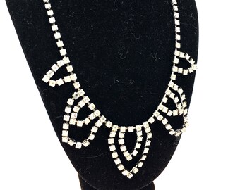Vintage 1950's Rhinestone Choker Necklace - 14"
