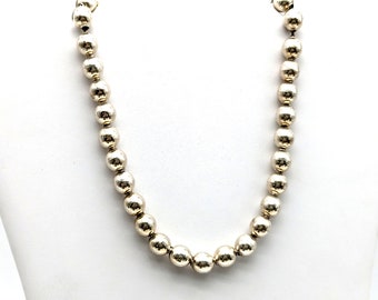 Vintage Sterling Silver 10mm Caviar Bead Choker Necklace - 15.5"