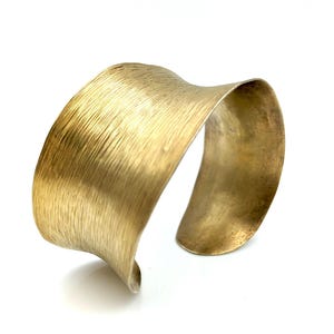 Wide Modernist 14K Gold Vermeil Sterling Silver Cuff Bracelet