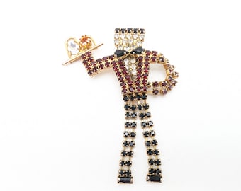 Vintage Butler & Wilson Style Rhinestone Cocktail Waiter Brooch - 3.5"