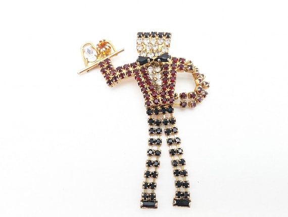 Vintage Butler Wilson Style Rhinestone Cocktail Waiter Brooch