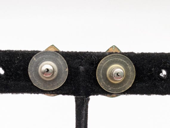 Green Pear Cut Rhinestone Stud Statement Earrings… - image 6