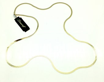 Old Stock Danecraft 24K Gold Vermeil Over Sterling Silver 30" Herringbone Chain - 2.5mm