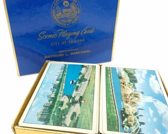 Vintage Scenic Chicago Double Deck Playing Cards With Different Image on Each Card