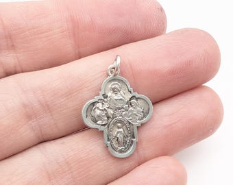 Vintage Sterling Silver Four-Way Cruciform Cross Pendant or Charm