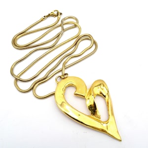 Long collier serpent vintage avec pendentif coeur ouvert - 35&quot;