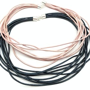 Multi-Strand Leather Cord Necklace, Custom Made, Any Color, Sterling Silver, Bayonet Clasp