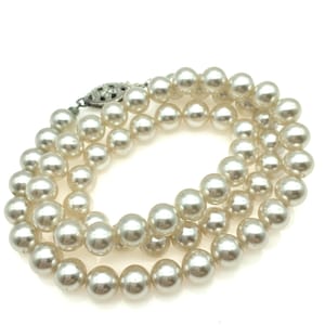 Sterling Silver & Faux Pearl Necklace, 6mm - 16&quot;