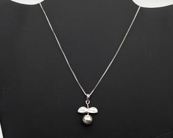 Vintage Sterling Silver Cherry Pendant Necklace  - 18"
