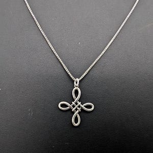 Vintage Sterling Silver Celtic Cross Pendant Necklace - 22"