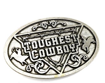 Vintage Toughest Cowboy Belt Buckle