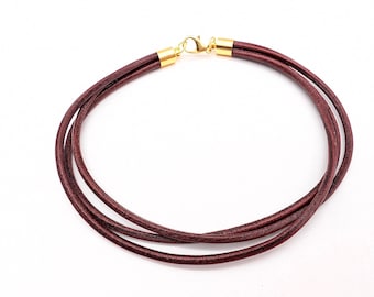 35 Colors! Triple Strand Leather Cord Necklace - Choice of Colors and Clasp