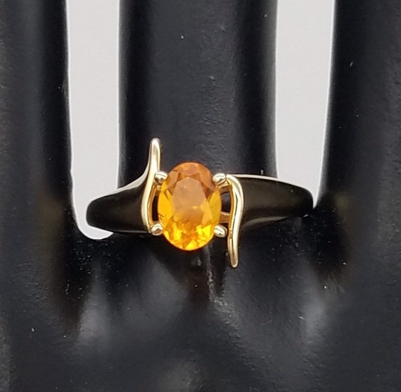 Vintage Mexican Orange Opal & 14K Yellow Gold Soli